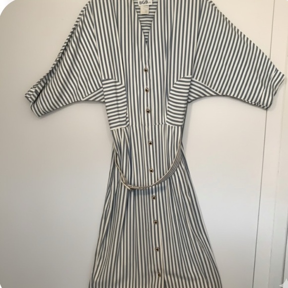 RETRO B.G.B. LTD DRESS NAUTICAL GRAY WHITE STRIPES ROCKABILLY PIN UP I LOVE LUCY - Picture 2 of 16